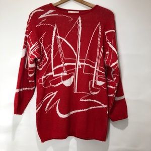 Vintage Teanna Sailboat Red Sweater